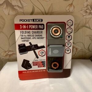 Tzumi Pocket Juice 3-In-1 Power Pad Charger w Adapter & USB-C Cable - NEW
